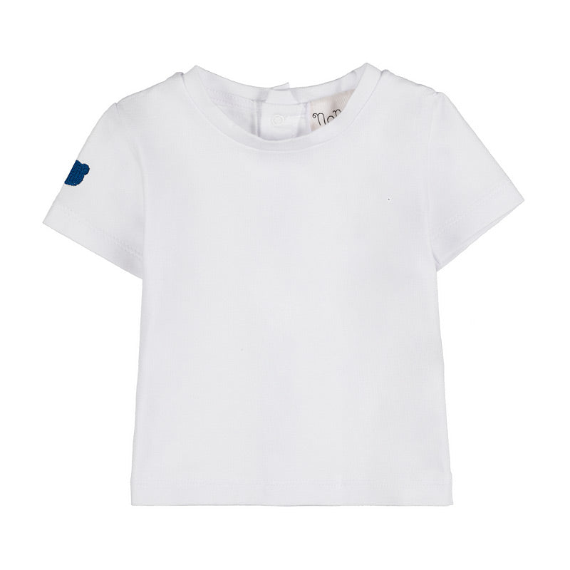 Salopette bianca con t-shirt