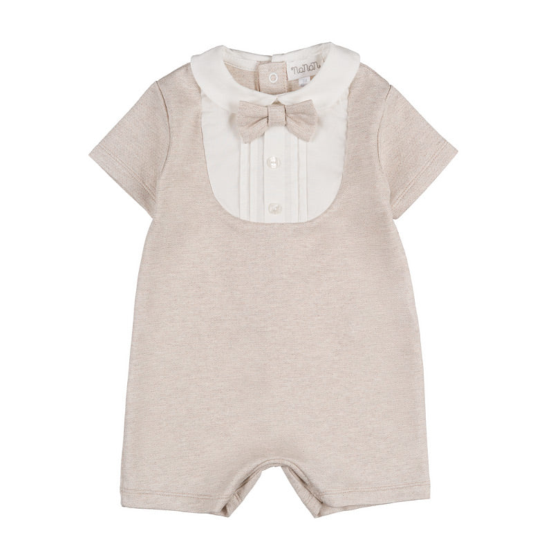 Pagliaccetto beige con pettorina