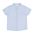 Camicia a mezza manica a righe azzurre e bianche