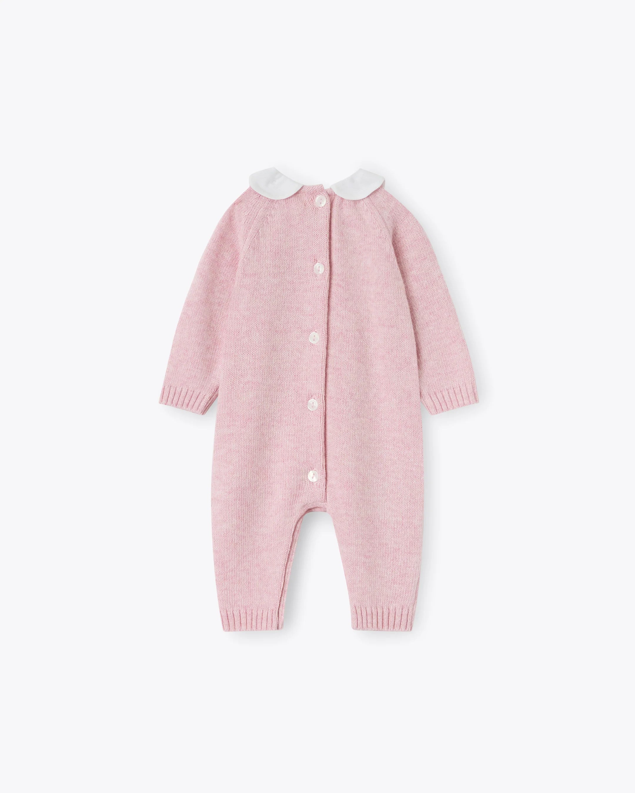 Tutina rosa in filo misto cashmere con colletto