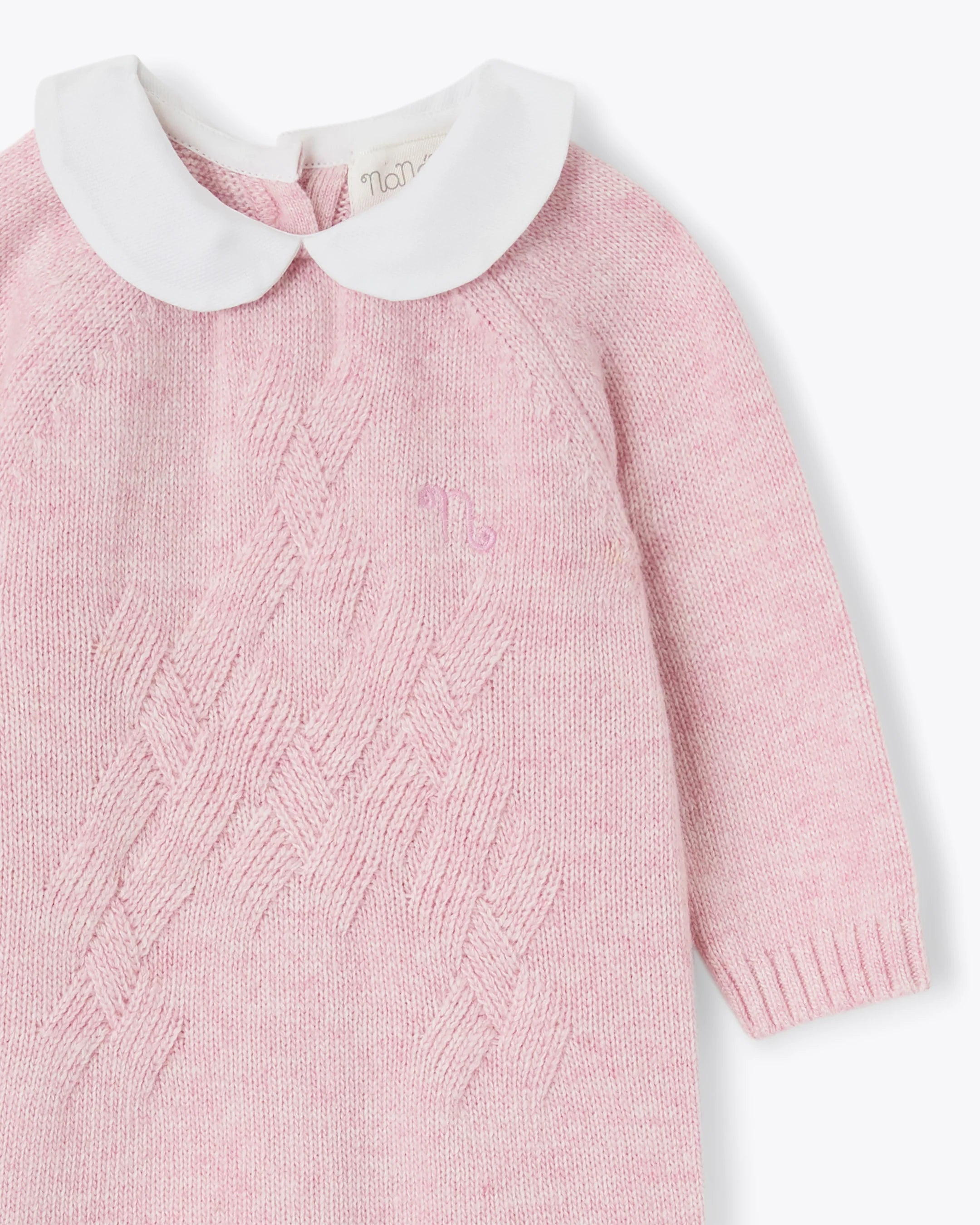 Tutina rosa in filo misto cashmere con colletto