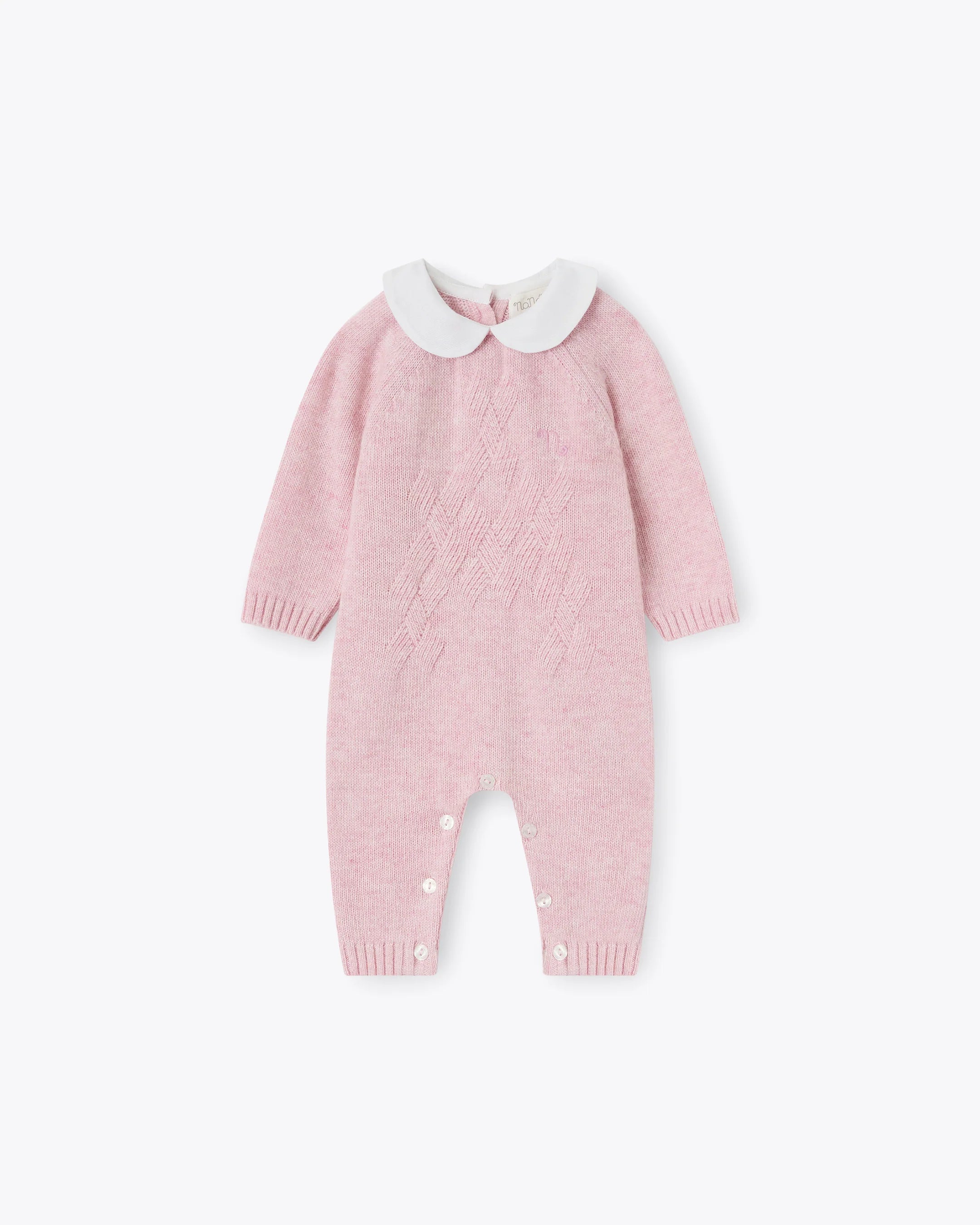 Tutina rosa in filo misto cashmere con colletto