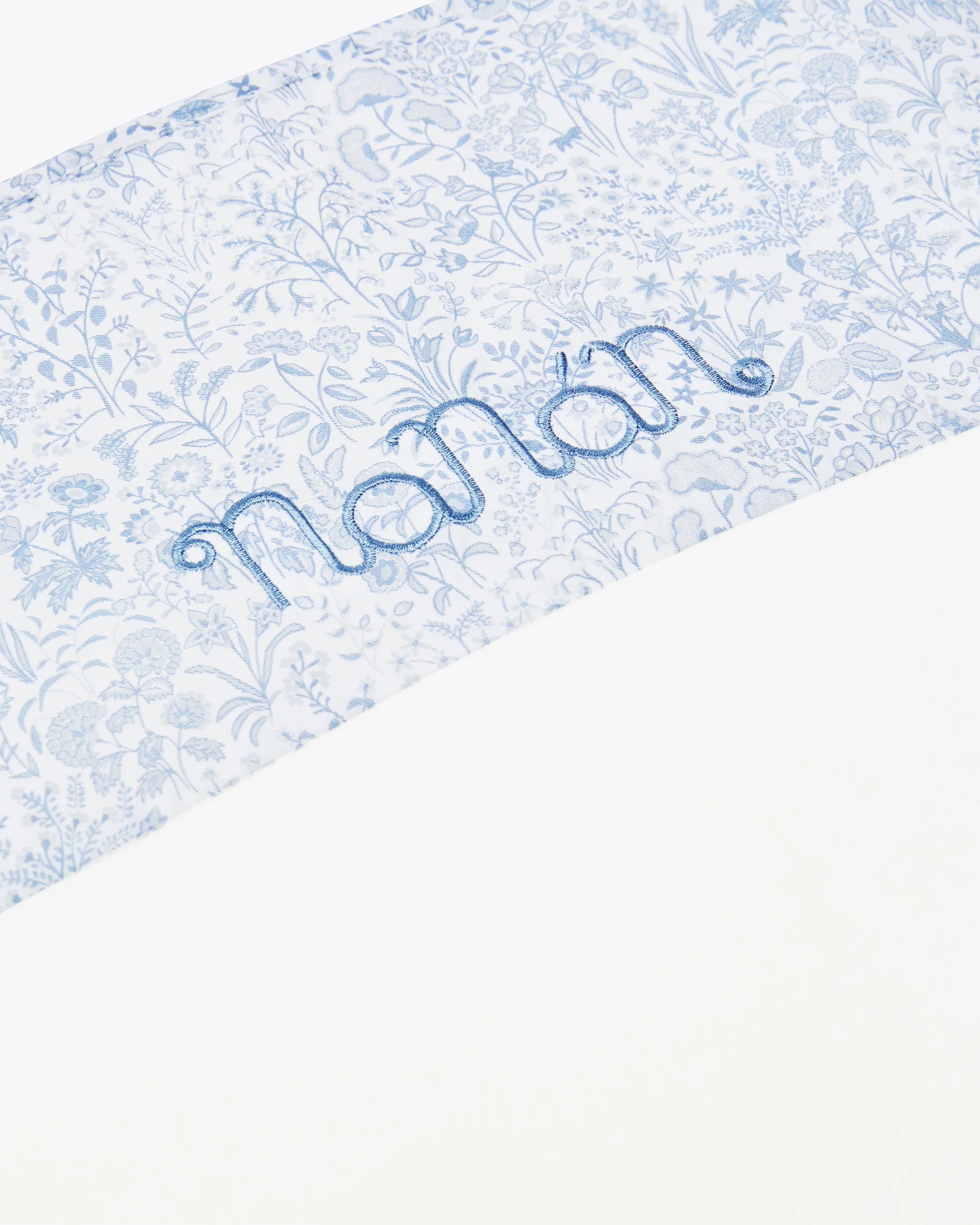 Coperta avorio in jersey con tessuto Liberty color azzurro