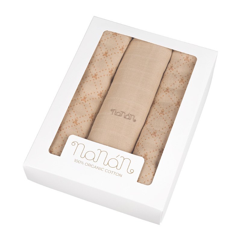 Set 3 pezzi mussola beige 80x80 cm