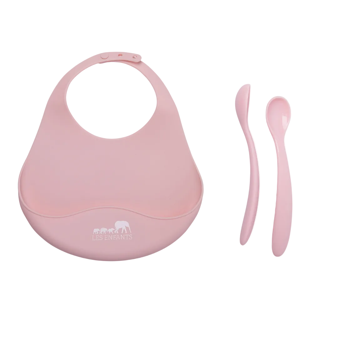 et Pappa in Silicone Rosa – Bavaglino & Cucchiaini | Les Enfants