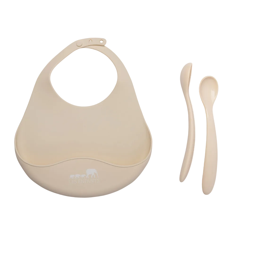 Set Pappa in Silicone Sand – Bavaglino & Cucchiaini | Les Enfants